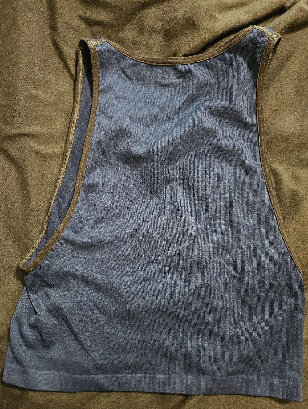 Xl Urban Outfitters Navy Blue Tank Top with Brown Trim